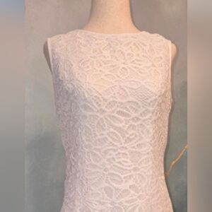 White Crochet Floral Daisy Sheath Dress  Graduation Wedding Rehearsal NWOT 6